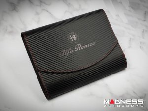 Document Holder - Alfa Romeo Logo - Carbon Fiber Finish